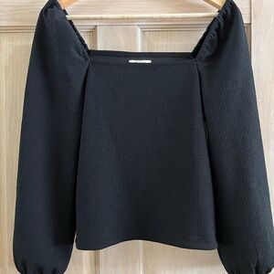 Madewell Black Square Neck Blouse